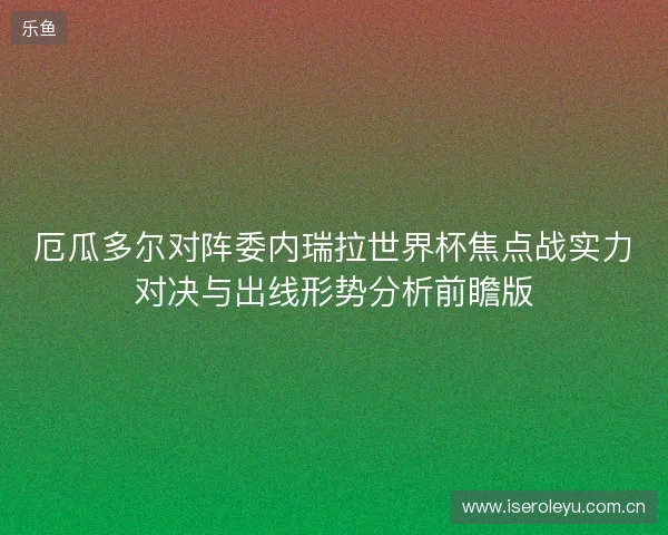 厄瓜多尔对阵委内瑞拉世界杯焦点战实力对决与出线形势分析前瞻版